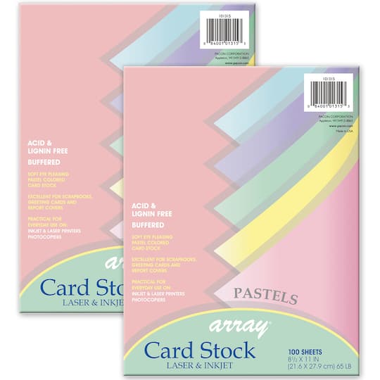 Dixon Ticonderoga PAC101315-2 Array Pastel Liter Card Stock, Assorted Color - 100 Sheet - Pack of 2